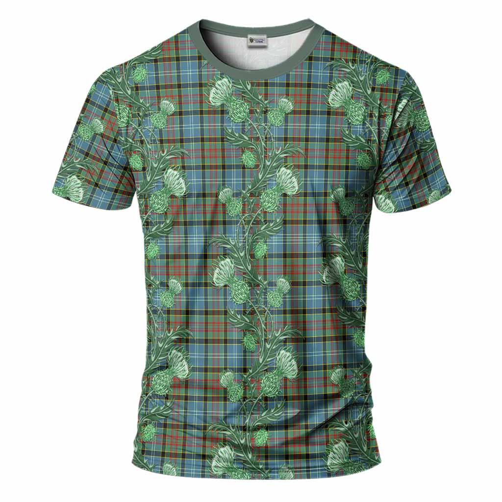 Cathcart Tartan T-Shirt Seamless Scottish Thistle Flowers