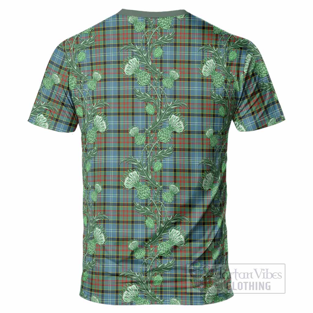 Cathcart Tartan T-Shirt Seamless Scottish Thistle Flowers