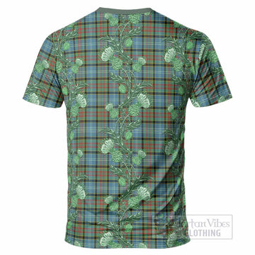 Cathcart Tartan T-Shirt Seamless Scottish Thistle Flowers