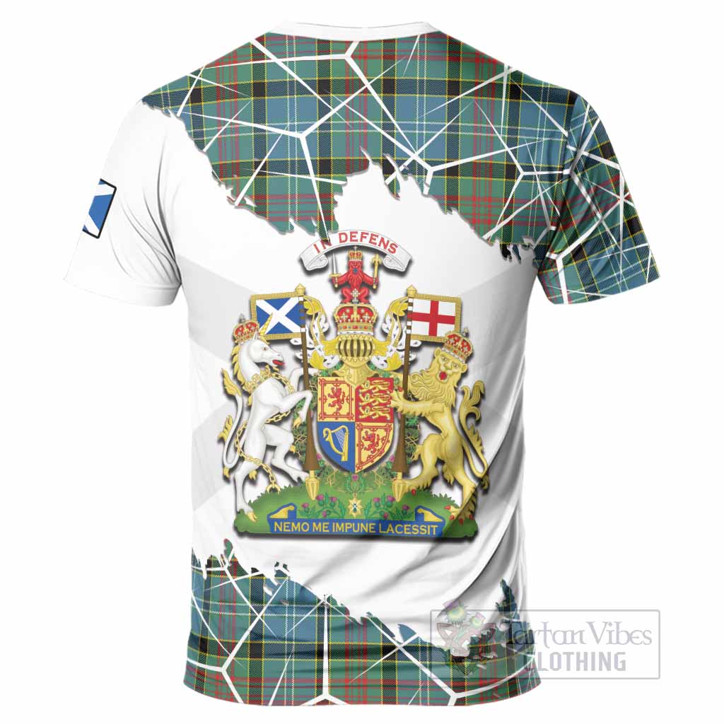 Cathcart Tartan T-Shirt with Family Crest and Lion Rampant Grunge Style