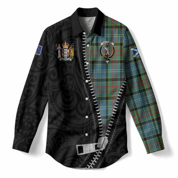Cathcart Tartan Women Casual Shirt New Zealand Pattern Unique Zipper Stylized