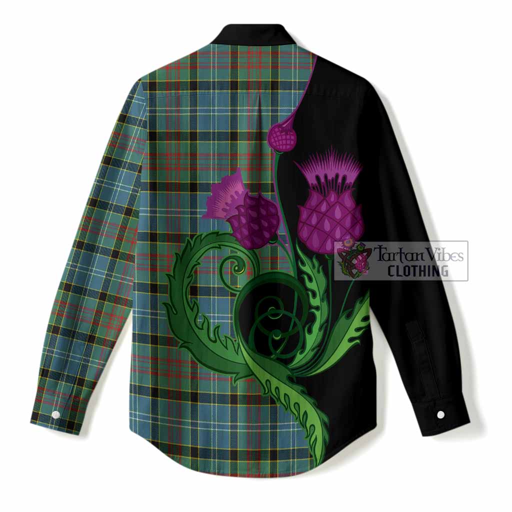 Cathcart Tartan Women Casual Shirt Traditional Scottish Thistle