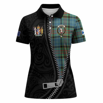 Cathcart Tartan Women Polo Shirt New Zealand Pattern Unique Zipper Stylized