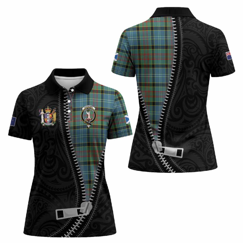 Cathcart Tartan Women Polo Shirt New Zealand Pattern Unique Zipper Stylized
