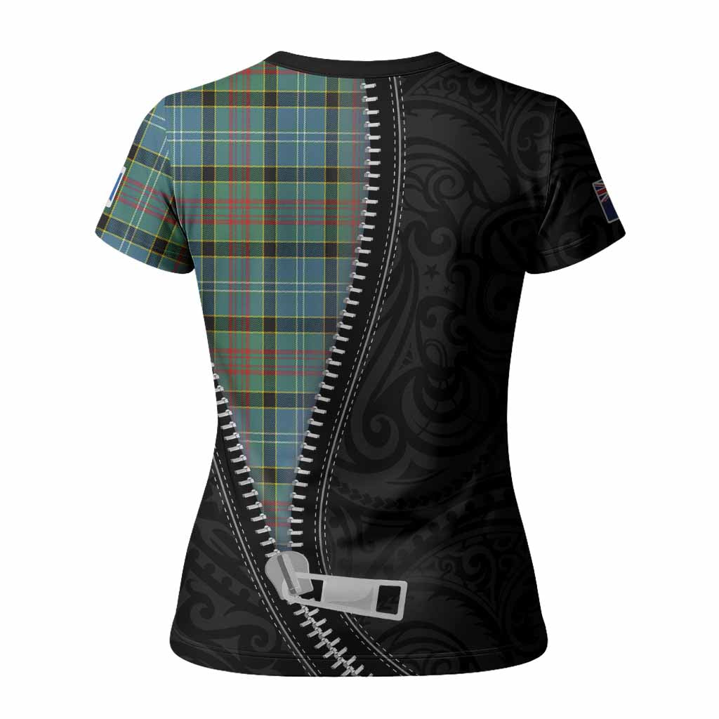 Cathcart Tartan Women T shirt New Zealand Pattern Unique Zipper Stylized