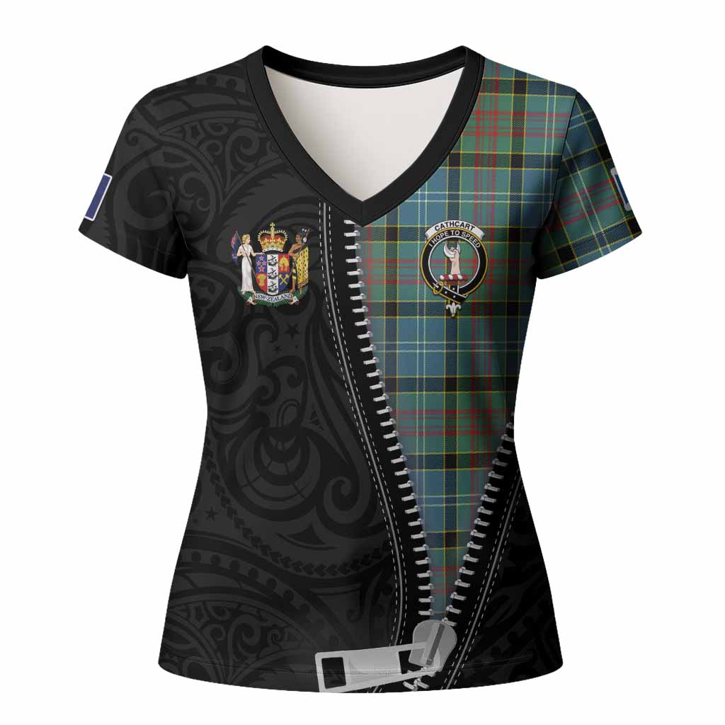 Cathcart Tartan Women T shirt New Zealand Pattern Unique Zipper Stylized