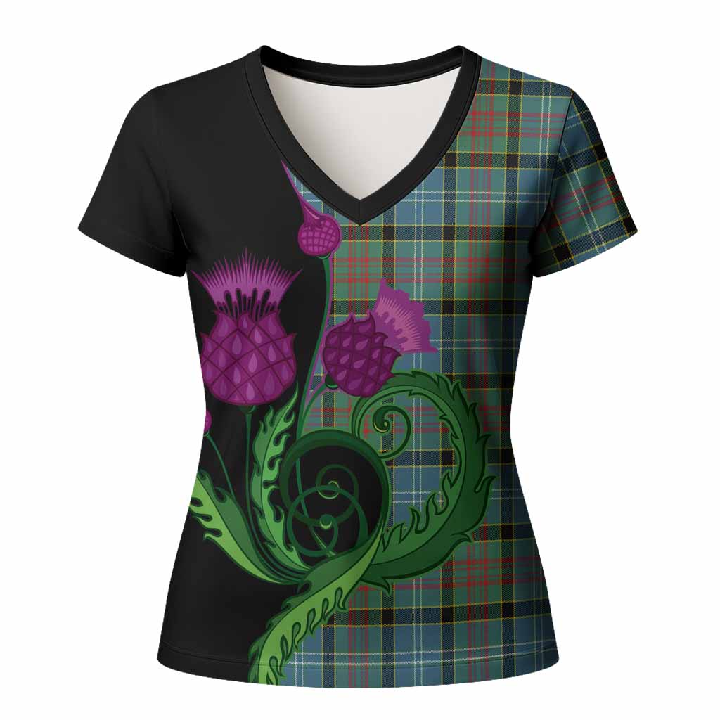 Cathcart Tartan Women T shirt Traditional Scottish Thistle