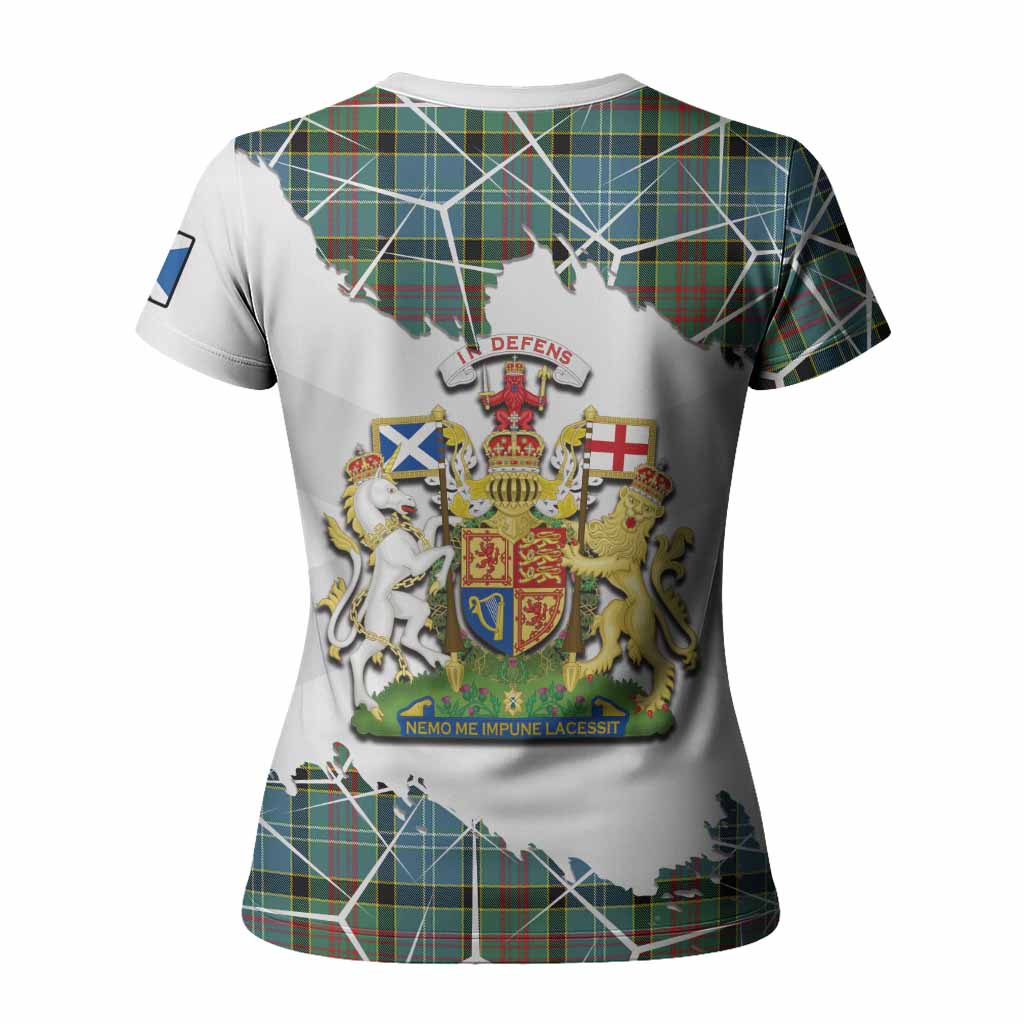 Cathcart Tartan Women T shirt with Family Crest and Lion Rampant Grunge Style