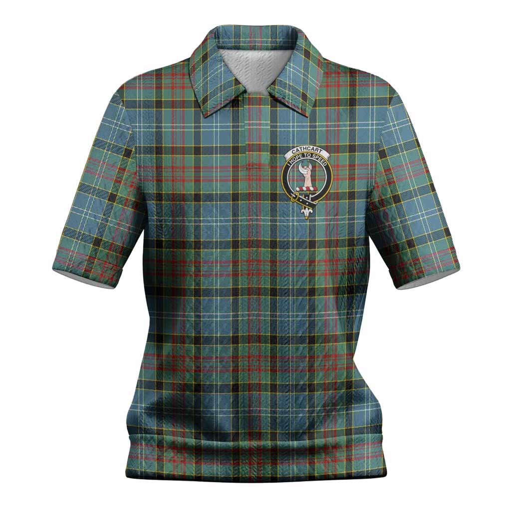 Cathcart Tartan Women’s Polo Sweater Top with Family Crest
