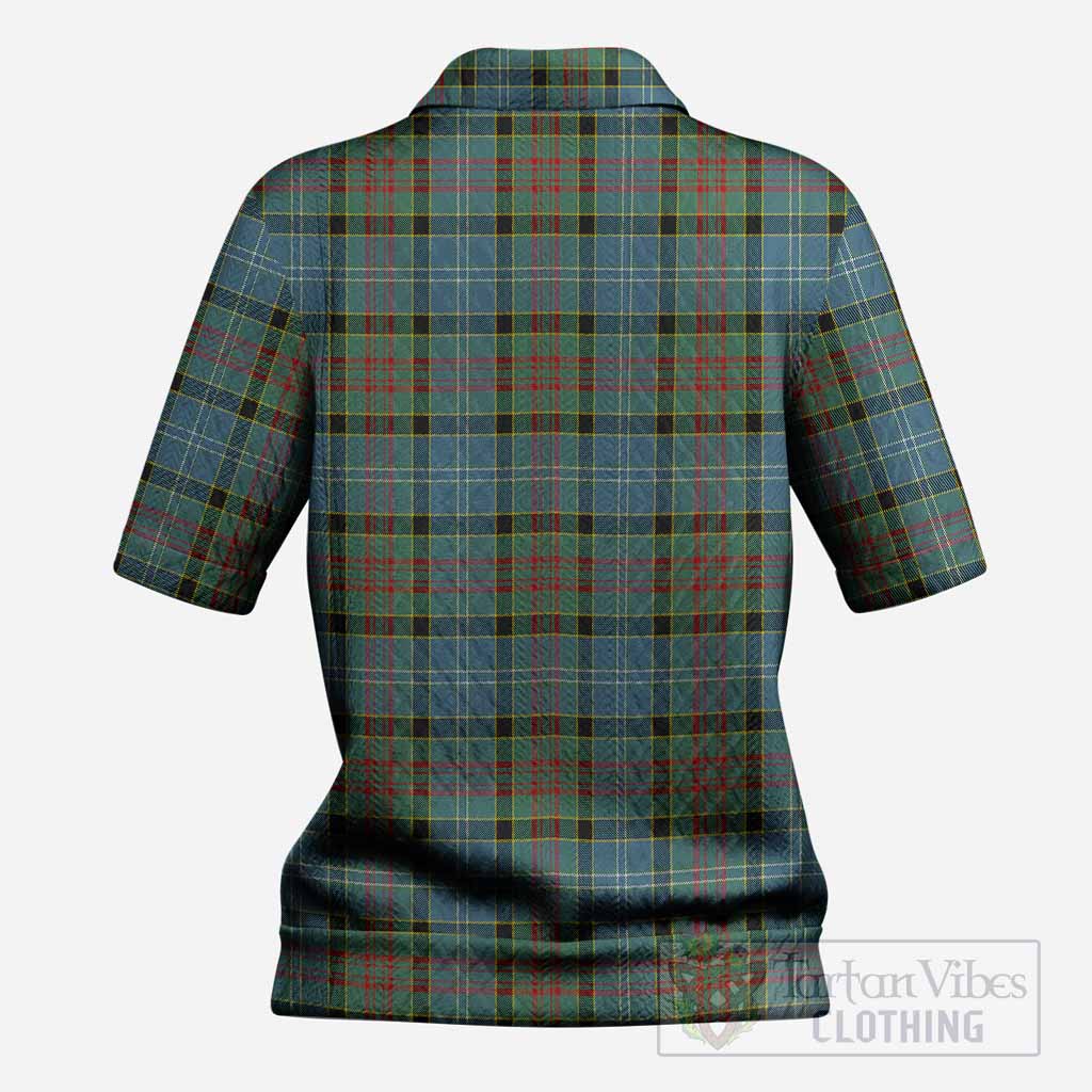 Cathcart Tartan Women’s Polo Sweater Top with Family Crest