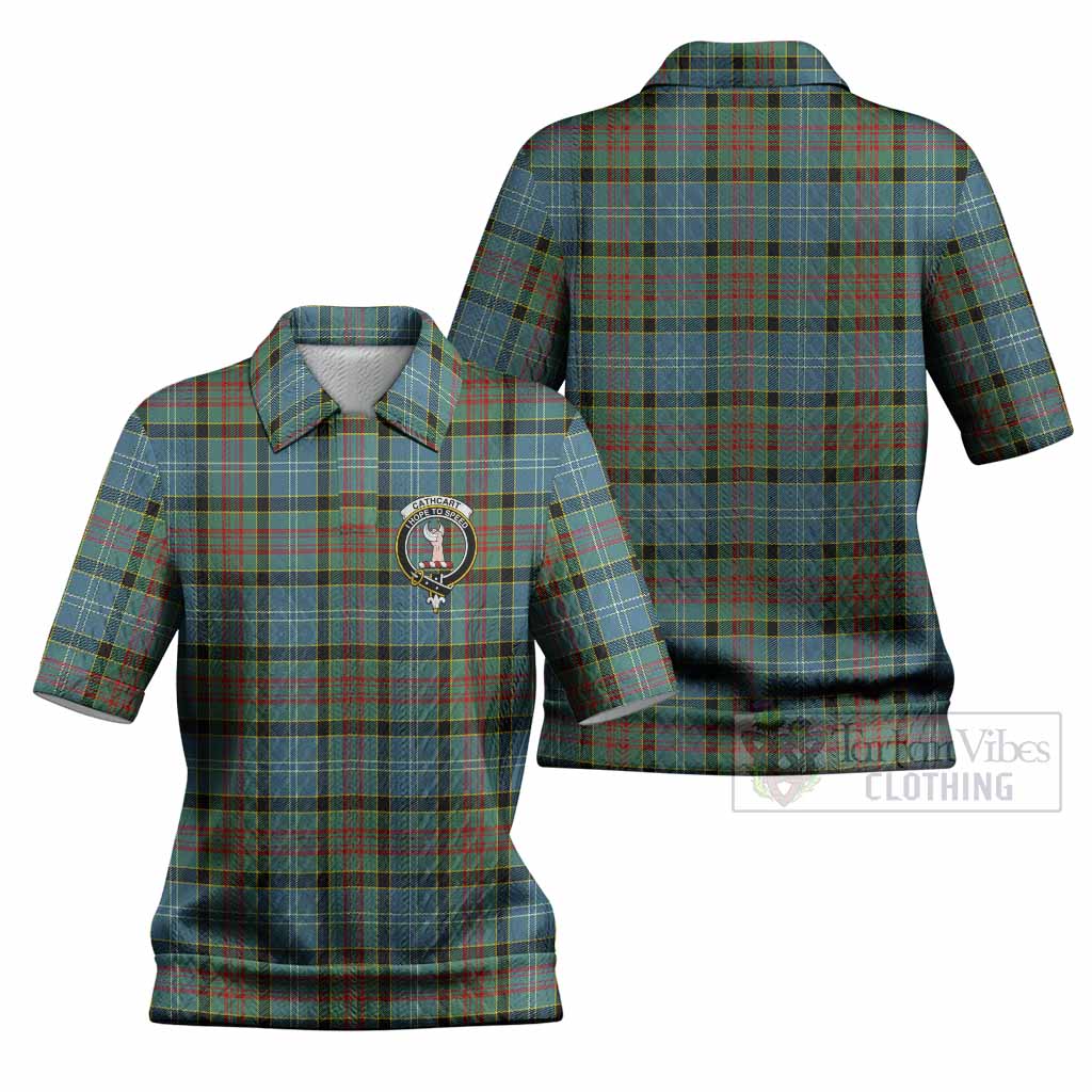 Cathcart Tartan Women’s Polo Sweater Top with Family Crest