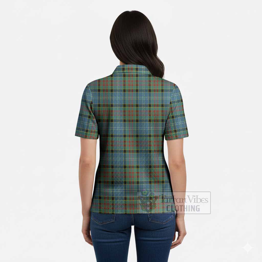 Cathcart Tartan Women’s Polo Sweater Top with Family Crest