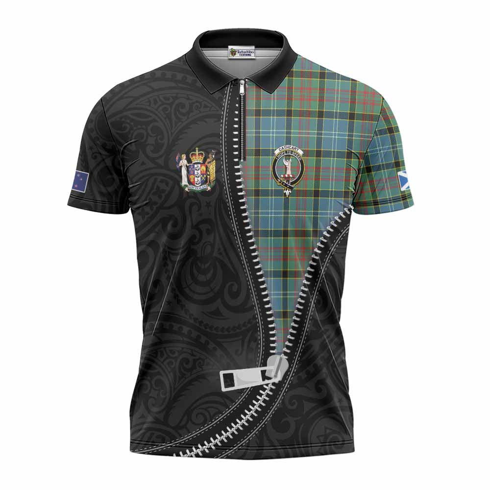 Cathcart Tartan Zipper Polo Shirt New Zealand Pattern Unique Zipper Stylized