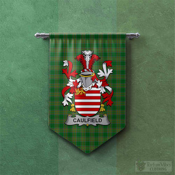 Caulfield Irish Clan Tartan Gonfalon, Tartan Banner with Coat of Arms