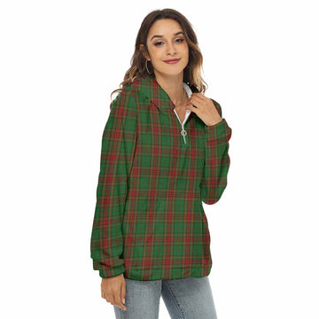 Cavan County Ireland Tartan Women's Borg Fleece Hoodie with Half Zip