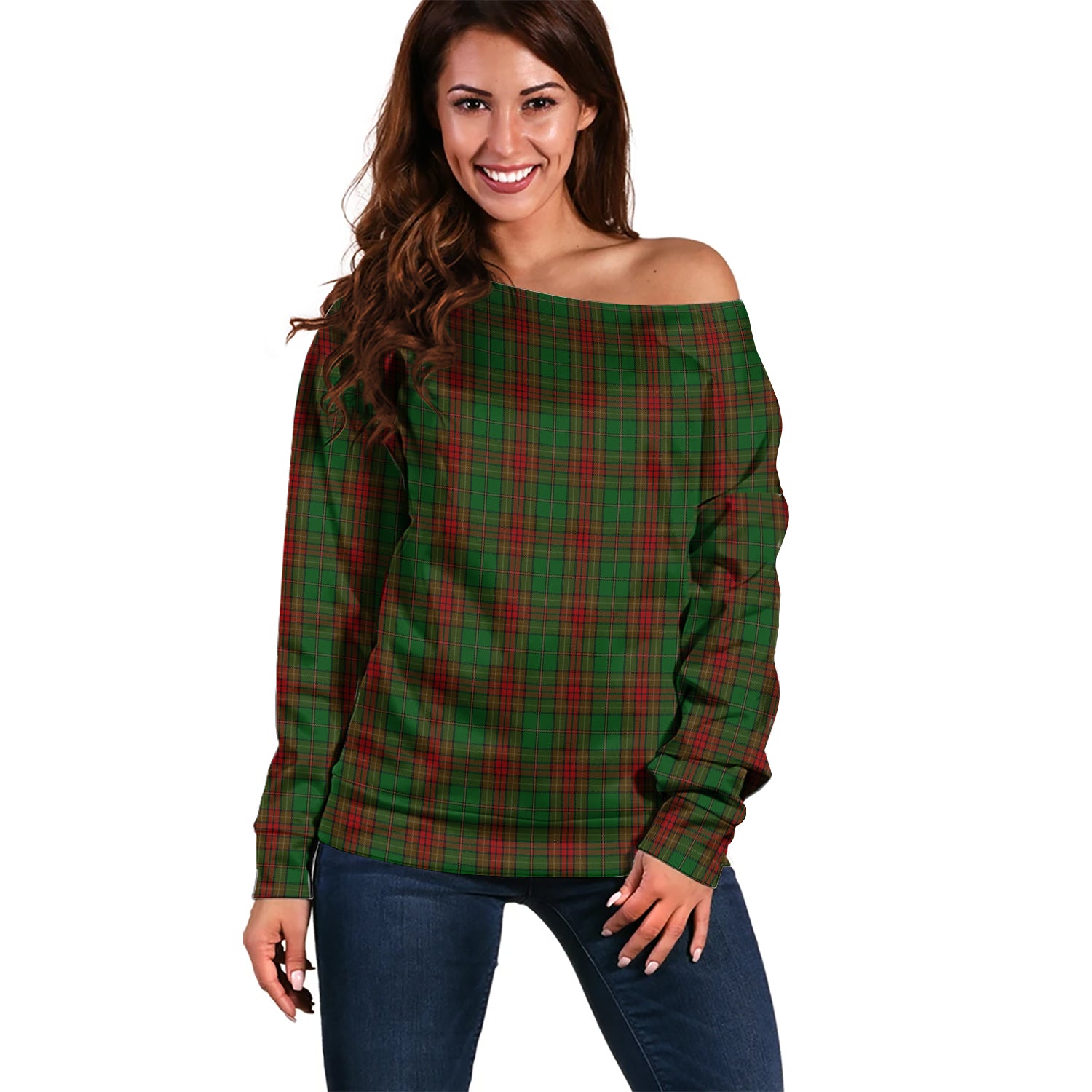 Cavan County Ireland Tartan Off Shoulder Women Sweater Women - Tartanvibesclothing