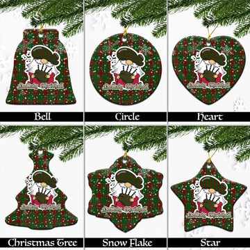 Cavan County Ireland Tartan Christmas Ornaments with Scottish Gnome Playing Bagpipes