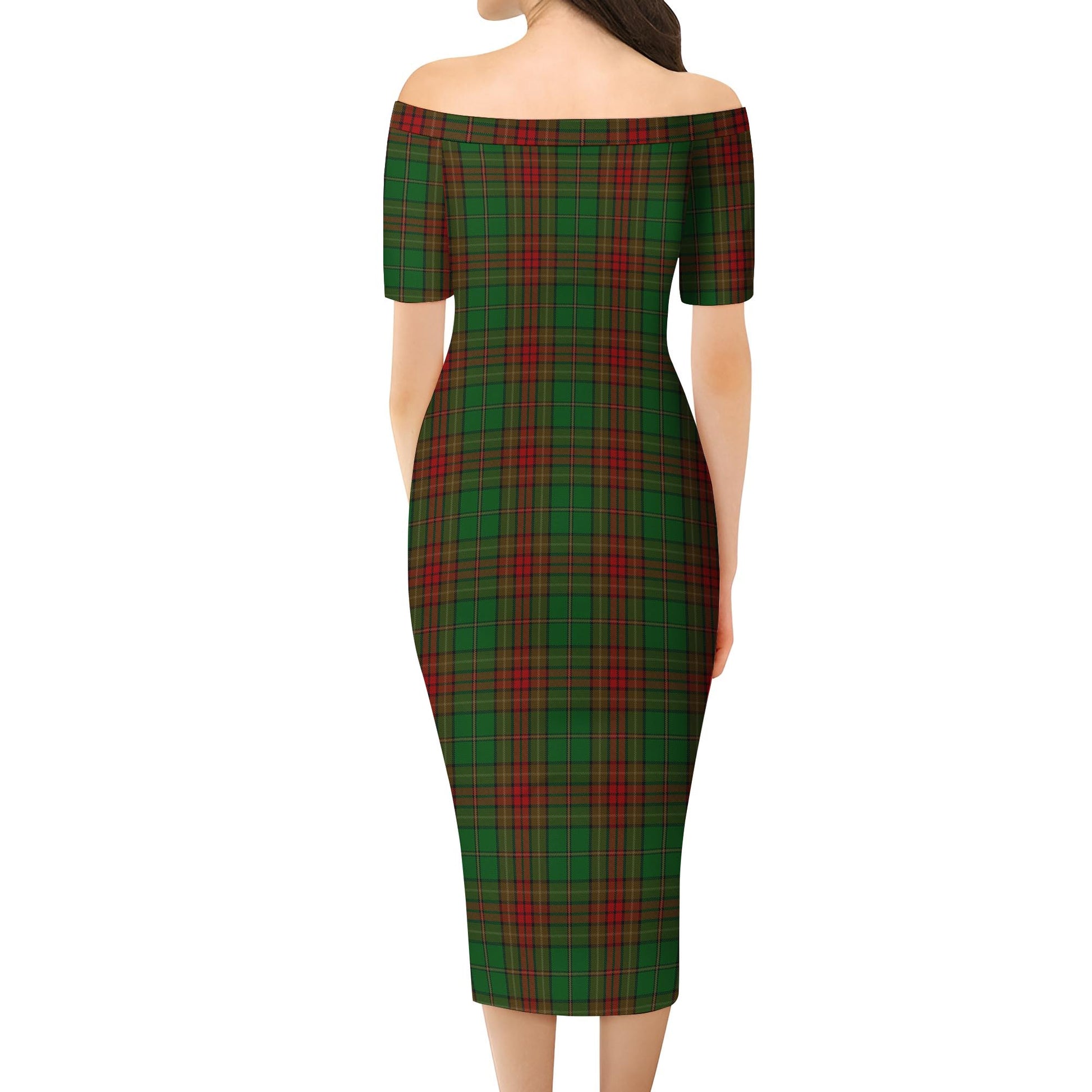 Cavan County Ireland Tartan Off Shoulder Lady Dress - Tartanvibesclothing