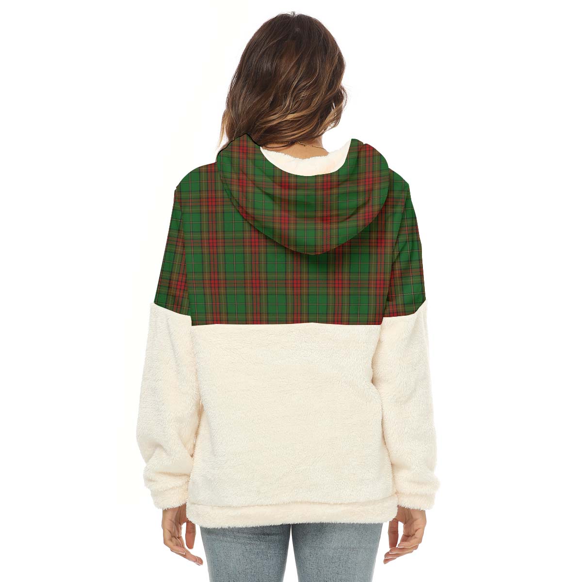 Cavan County Ireland Tartan Women's Borg Fleece Hoodie With Half Zip - Tartan Vibes Clothing