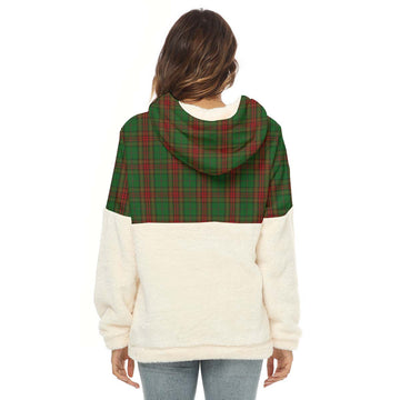 Cavan County Ireland Tartan Half Style Women's Borg Fleece Hoodie with Half Zip