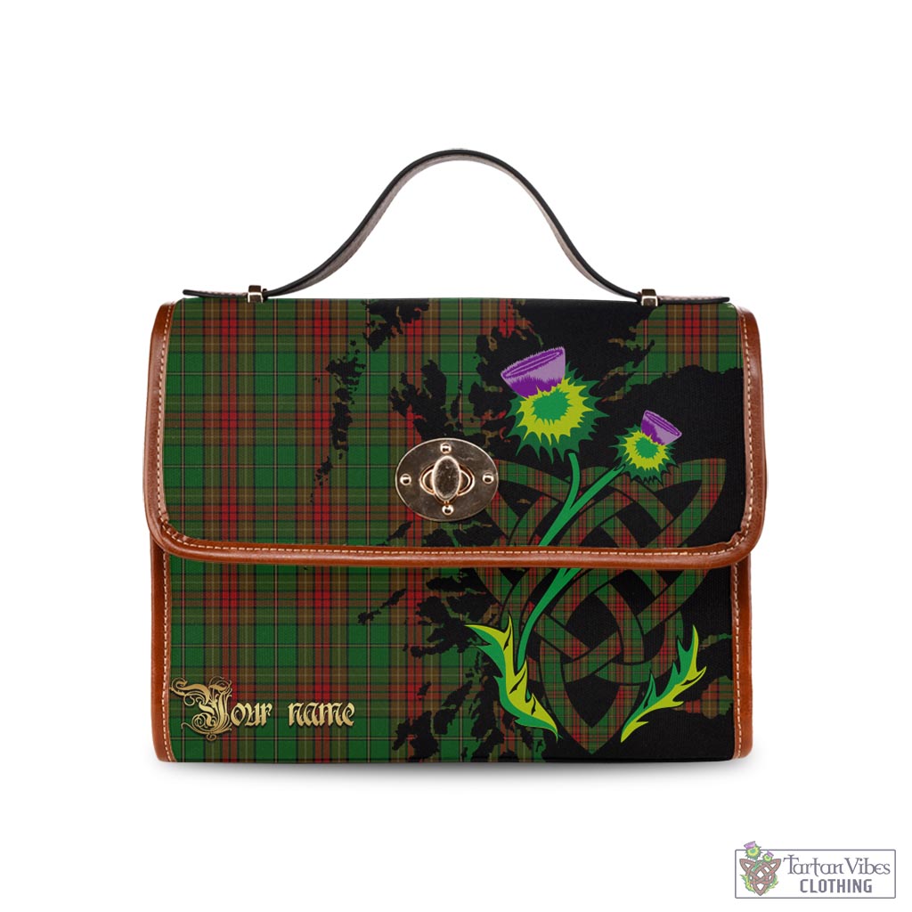 Tartan Vibes Clothing Cavan County Ireland Tartan Waterproof Canvas Bag with Scotland Map and Thistle Celtic Accents