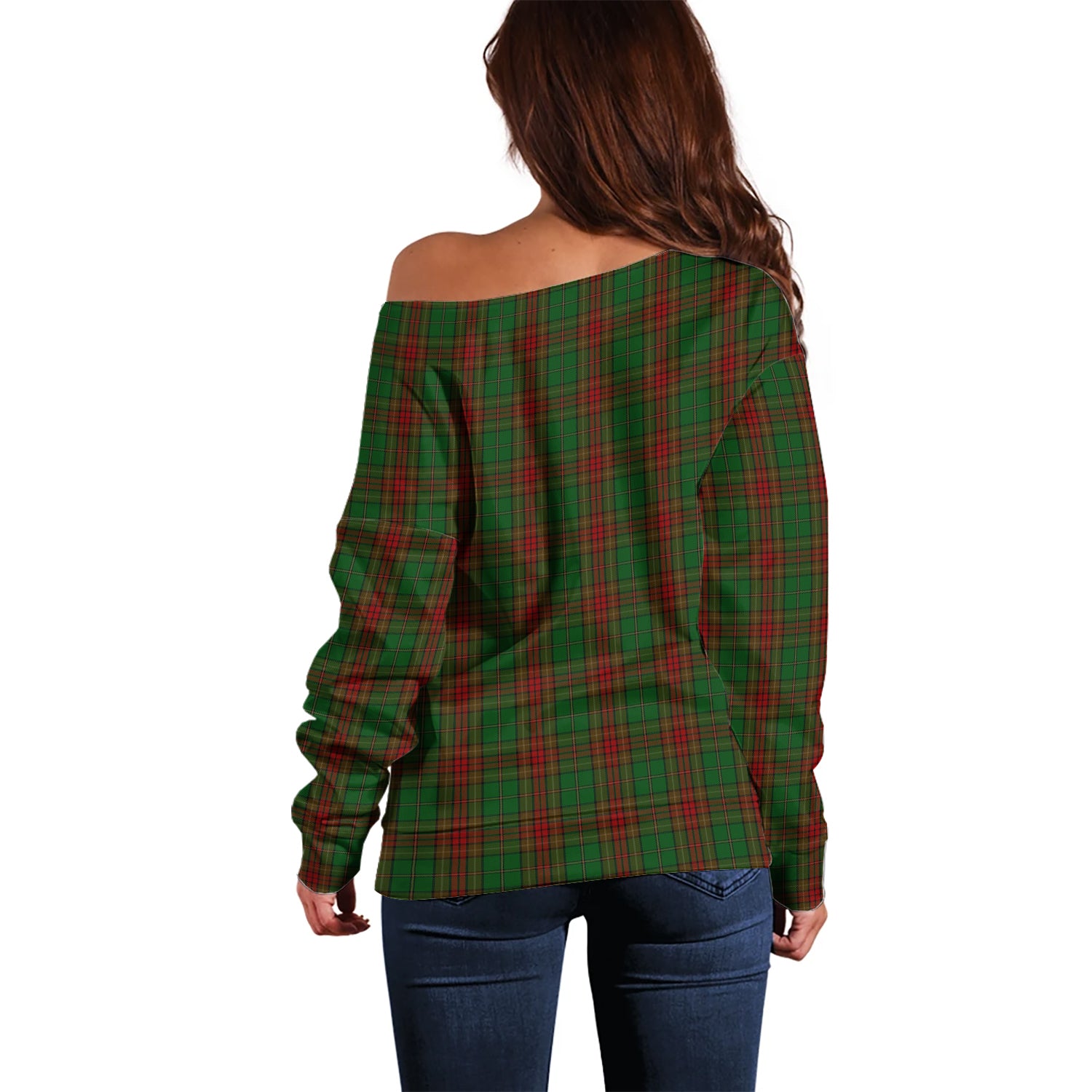 Cavan County Ireland Tartan Off Shoulder Women Sweater - Tartanvibesclothing