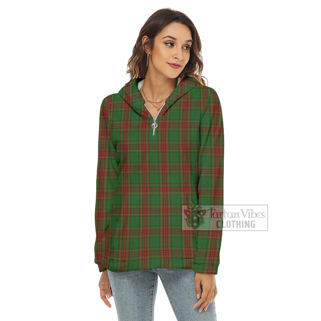Tartan Vibes Clothing Cavan County Ireland Tartan Women's Borg  Half Zip Fleece Hoodie