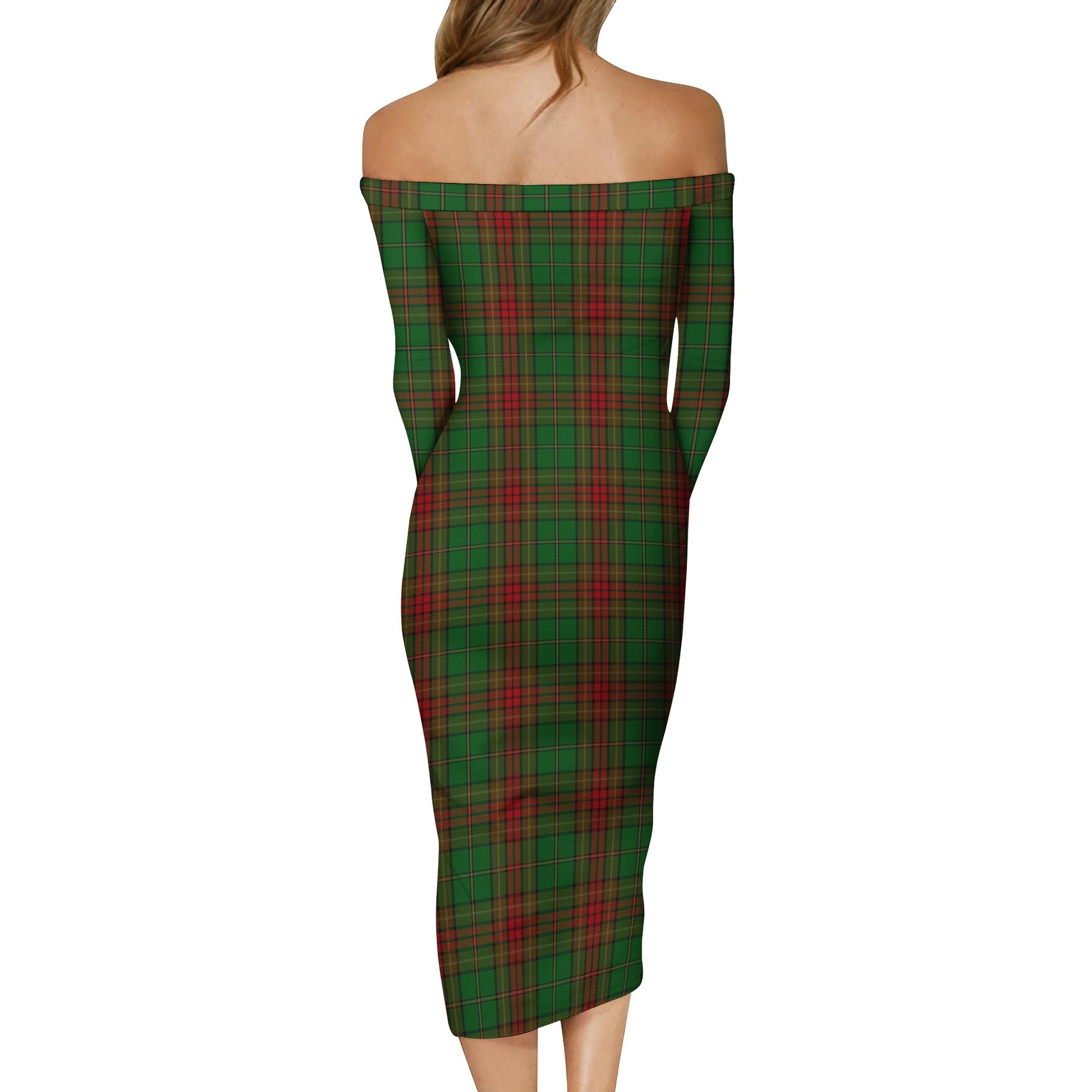 Cavan County Ireland Tartan Off Shoulder Lady Dress - Tartanvibesclothing