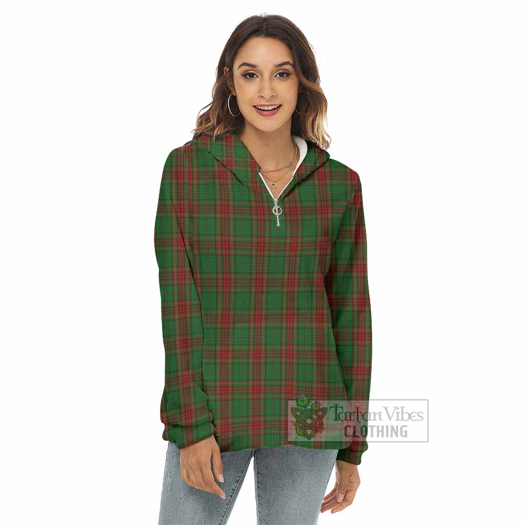 Tartan Vibes Clothing Cavan County Ireland Tartan Women's Borg  Half Zip Fleece Hoodie