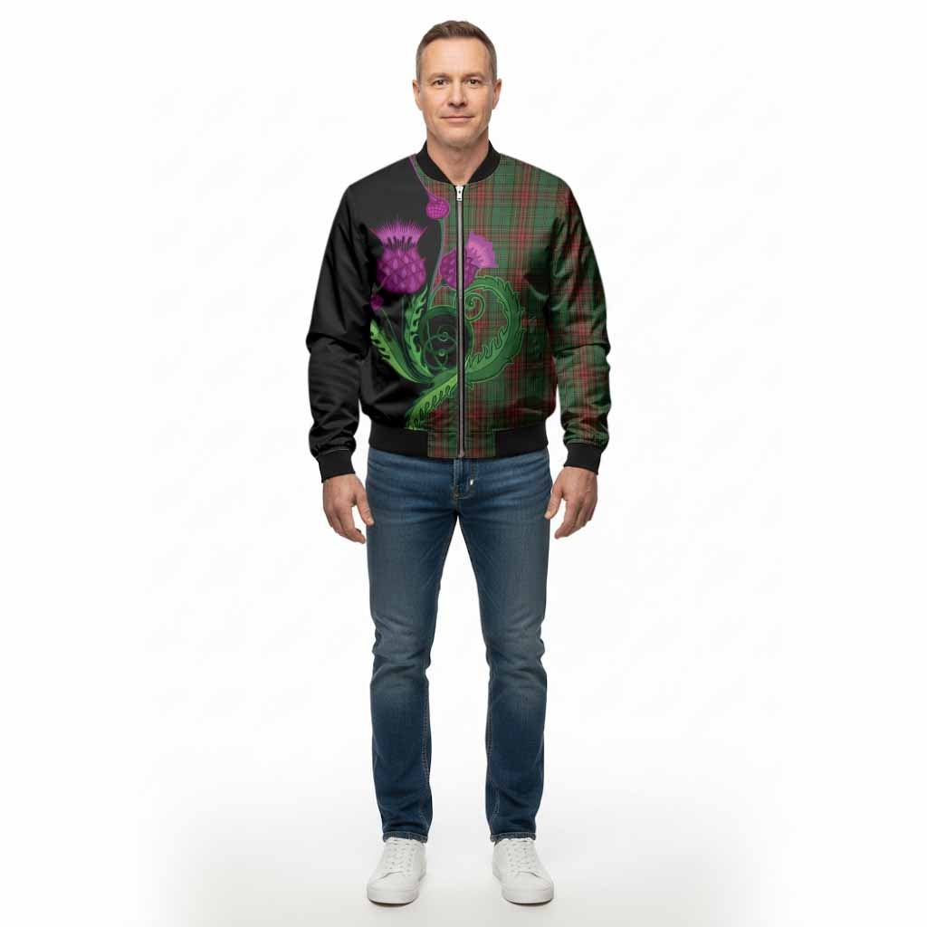 Cavan County Ireland Tartan Bomber Jacket Traditional Scottish Thistle