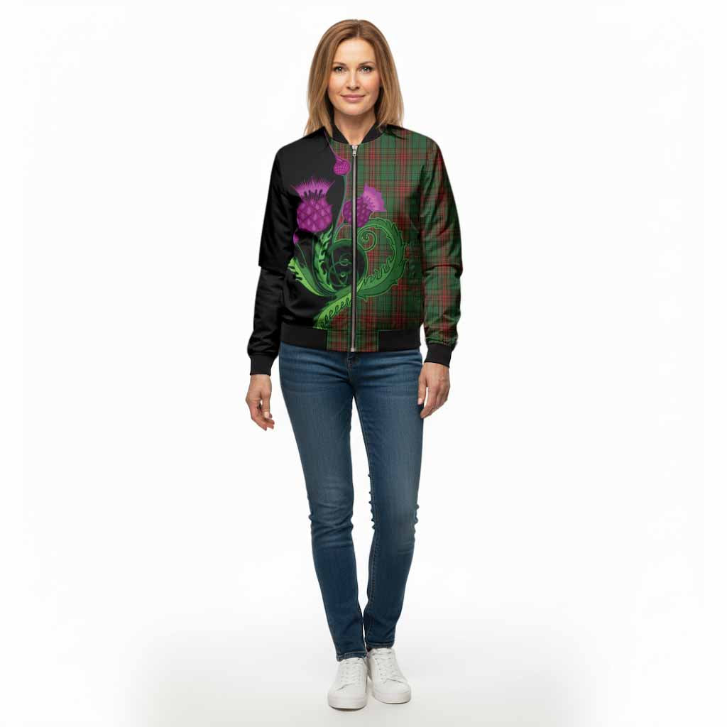 Cavan County Ireland Tartan Bomber Jacket Traditional Scottish Thistle
