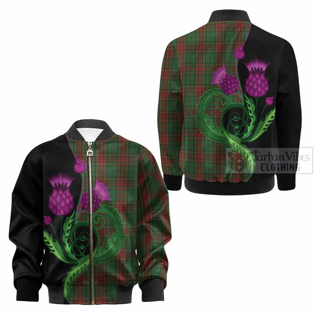 Cavan County Ireland Tartan Kid Bomber Jacket Traditional Scottish Thistle