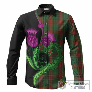Cavan County Ireland Tartan Long Sleeve Button Shirts Traditional Scottish Thistle