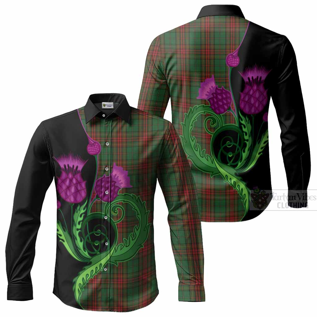 Cavan County Ireland Tartan Long Sleeve Button Shirts Traditional Scottish Thistle