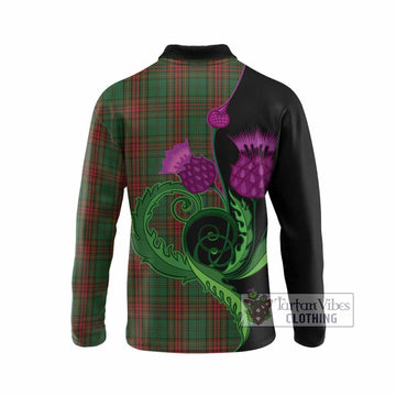 Cavan County Ireland Tartan Long Sleeve Polo Shirt Traditional Scottish Thistle