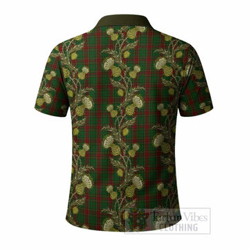 Cavan County Ireland Tartan Polo Shirt Seamless Scottish Thistle Flowers