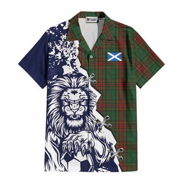Cavan County Ireland Tartan Scottish Cotton Hawaiian Shirt Angry Lion With Soccer Ball Style