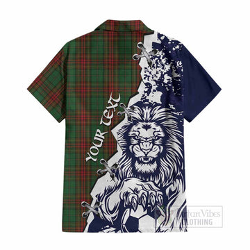 Cavan County Ireland Tartan Scottish Cotton Hawaiian Shirt Angry Lion With Soccer Ball Style