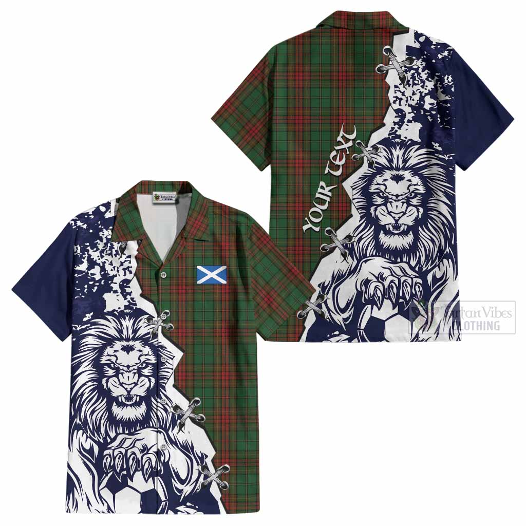 Cavan County Ireland Tartan Scottish Cotton Hawaiian Shirt Angry Lion With Soccer Ball Style