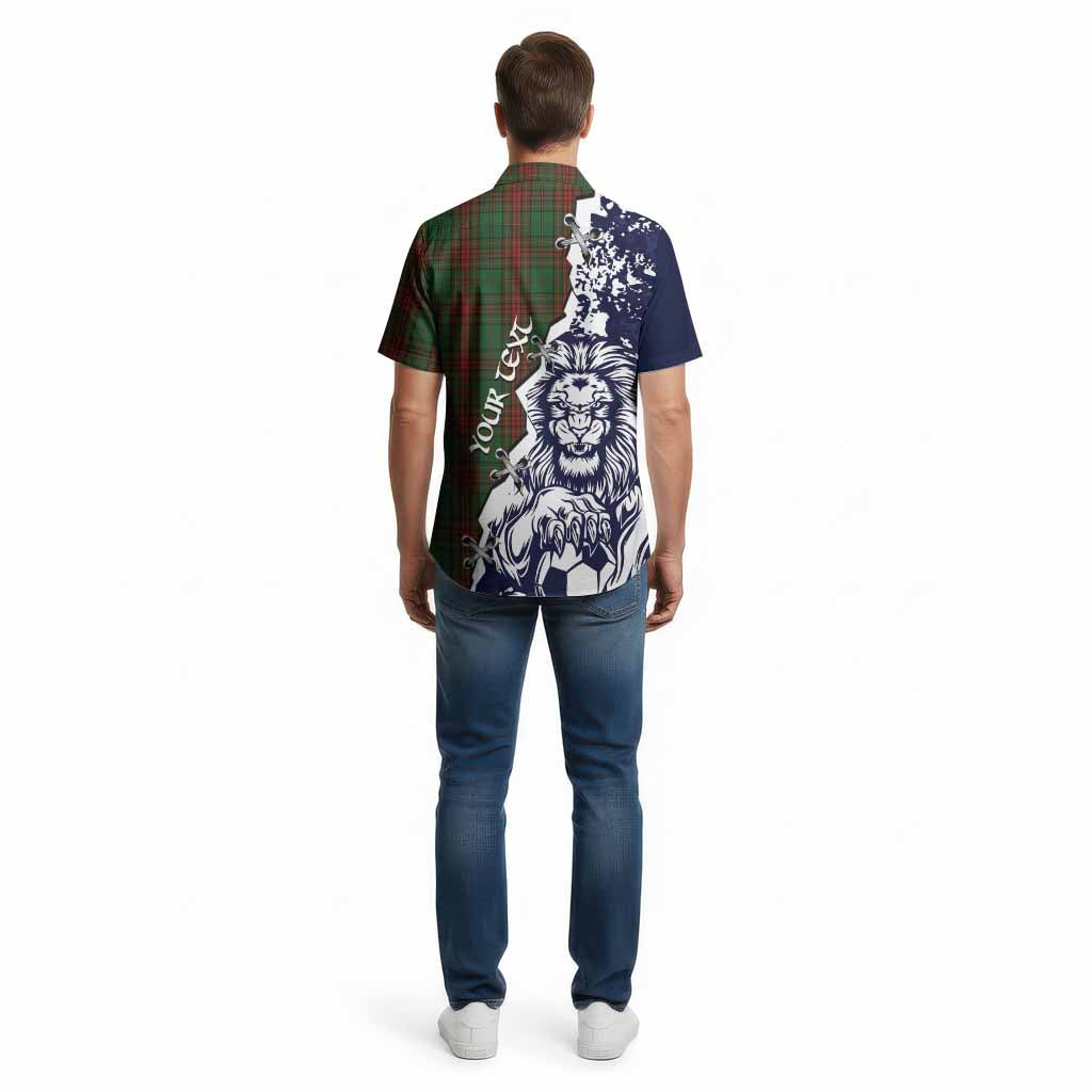 Cavan County Ireland Tartan Scottish Cotton Hawaiian Shirt Angry Lion With Soccer Ball Style