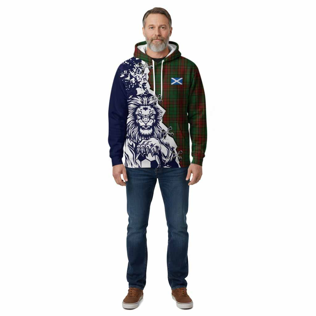 Cavan County Ireland Tartan Scottish Cotton Hoodie Angry Lion With Soccer Ball Style