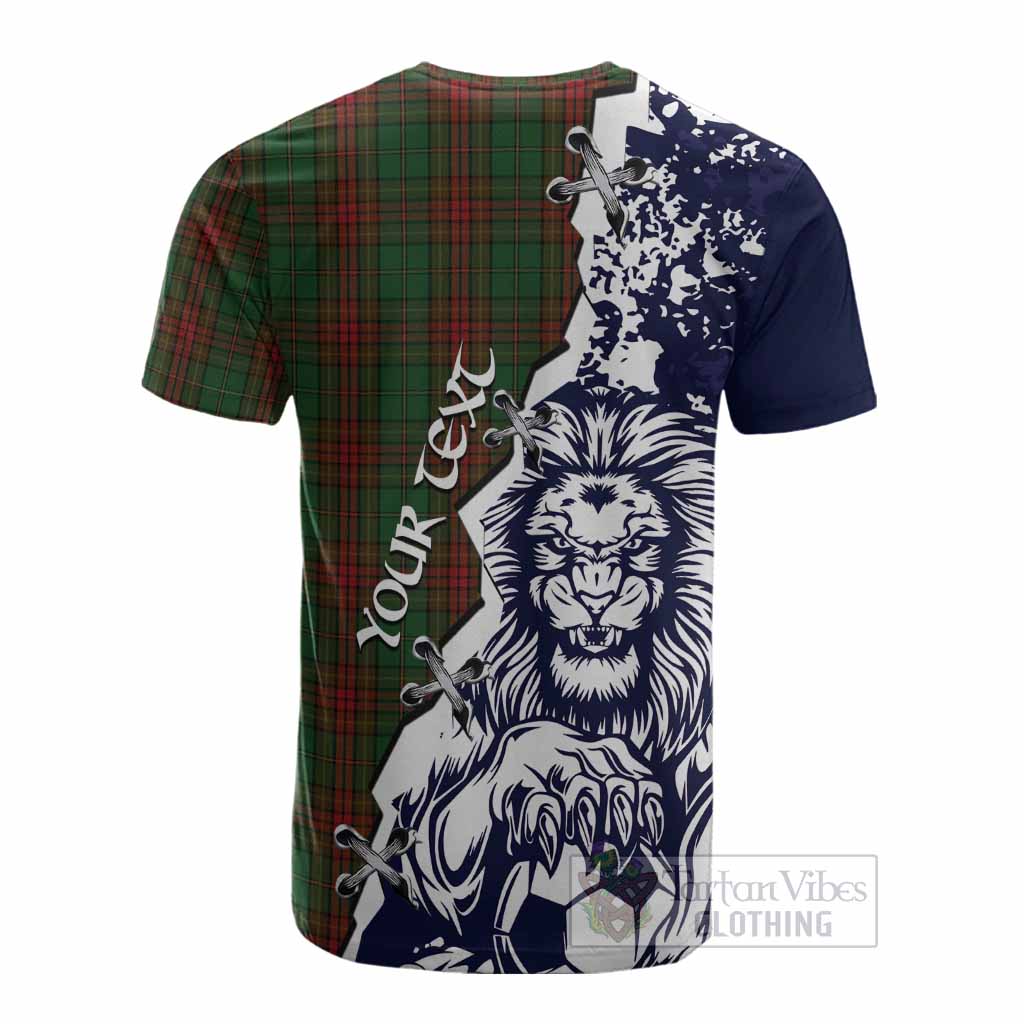 Cavan County Ireland Tartan Scottish Cotton T-shirt Angry Lion With Soccer Ball Style