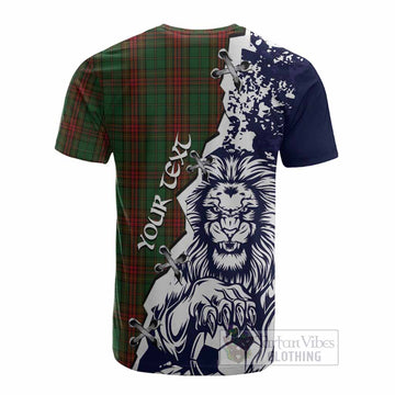Cavan County Ireland Tartan Scottish Cotton T-shirt Angry Lion With Soccer Ball Style