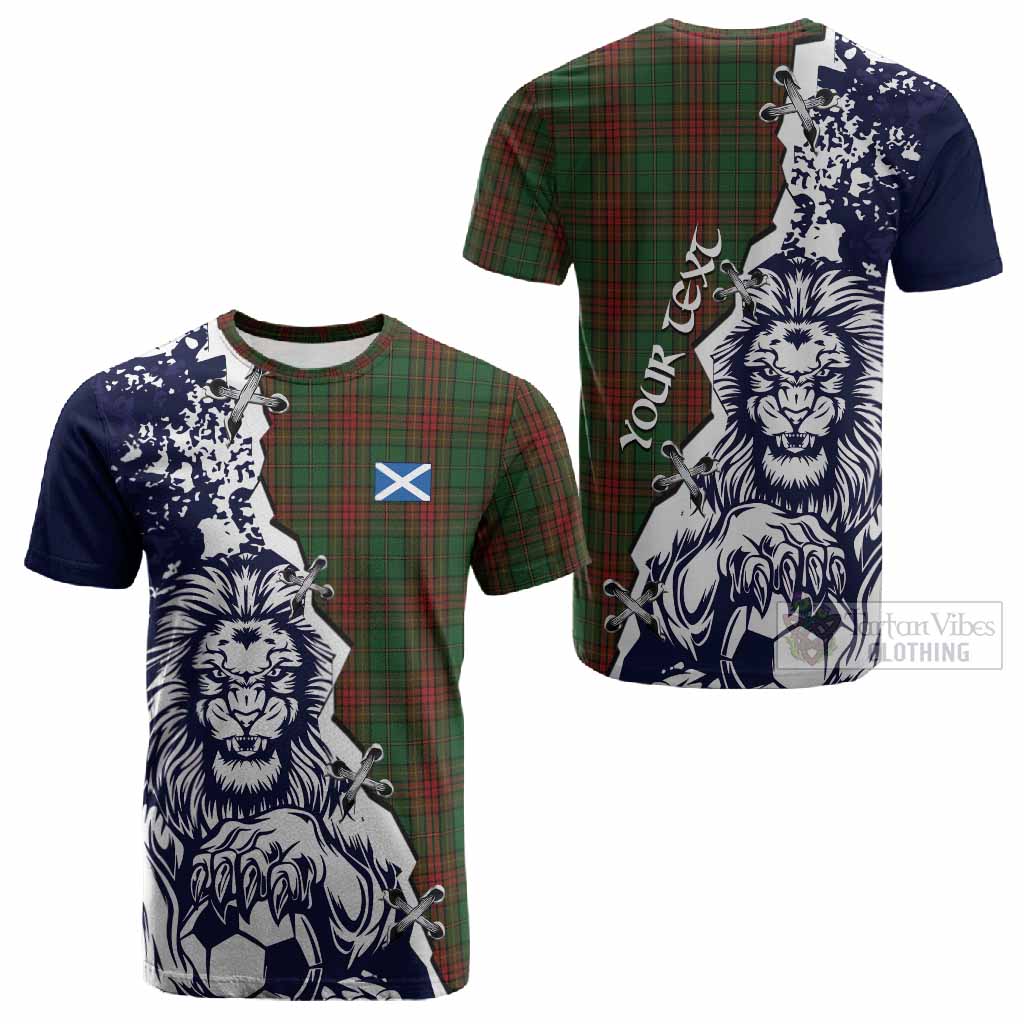Cavan County Ireland Tartan Scottish Cotton T-shirt Angry Lion With Soccer Ball Style