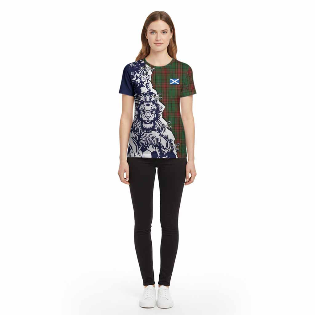 Cavan County Ireland Tartan Scottish Cotton T-shirt Angry Lion With Soccer Ball Style