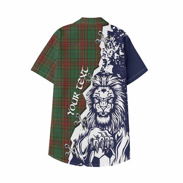 Cavan County Ireland Tartan Scottish Kid Hawaiian Shirt Angry Lion With Soccer Ball Style