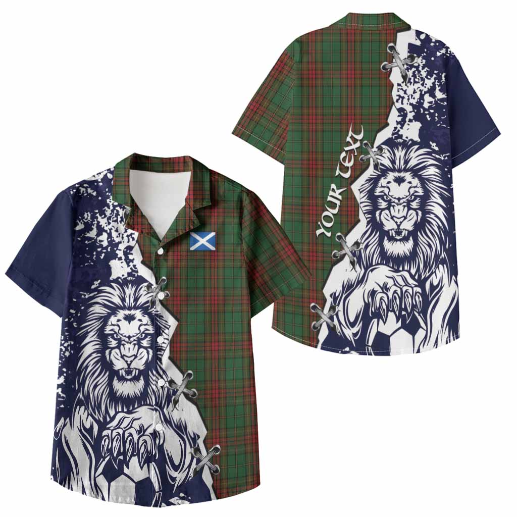 Cavan County Ireland Tartan Scottish Kid Hawaiian Shirt Angry Lion With Soccer Ball Style
