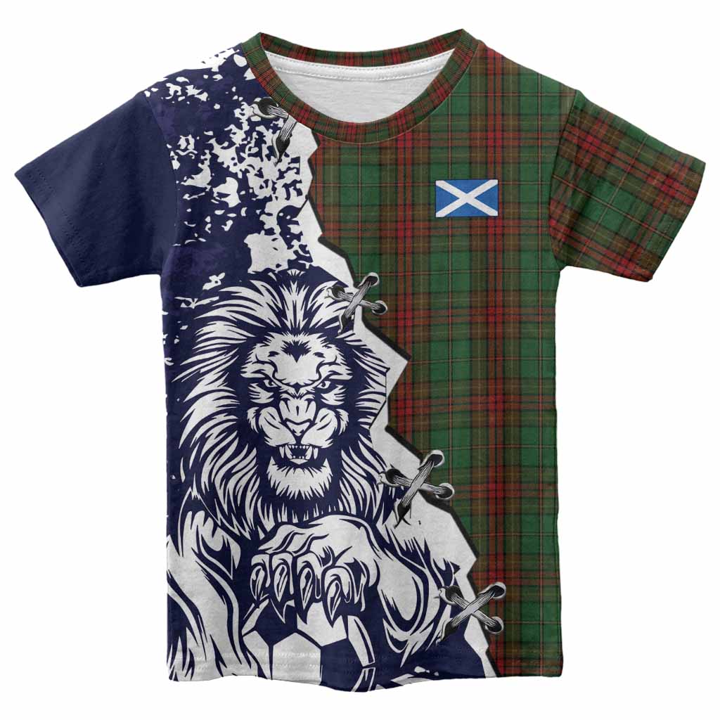 Cavan County Ireland Tartan Scottish Kid T-shirt Angry Lion With Soccer Ball Style