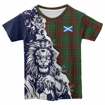 Cavan County Ireland Tartan Scottish Kid T-shirt Angry Lion With Soccer Ball Style