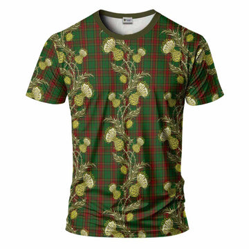 Cavan County Ireland Tartan T-Shirt Seamless Scottish Thistle Flowers